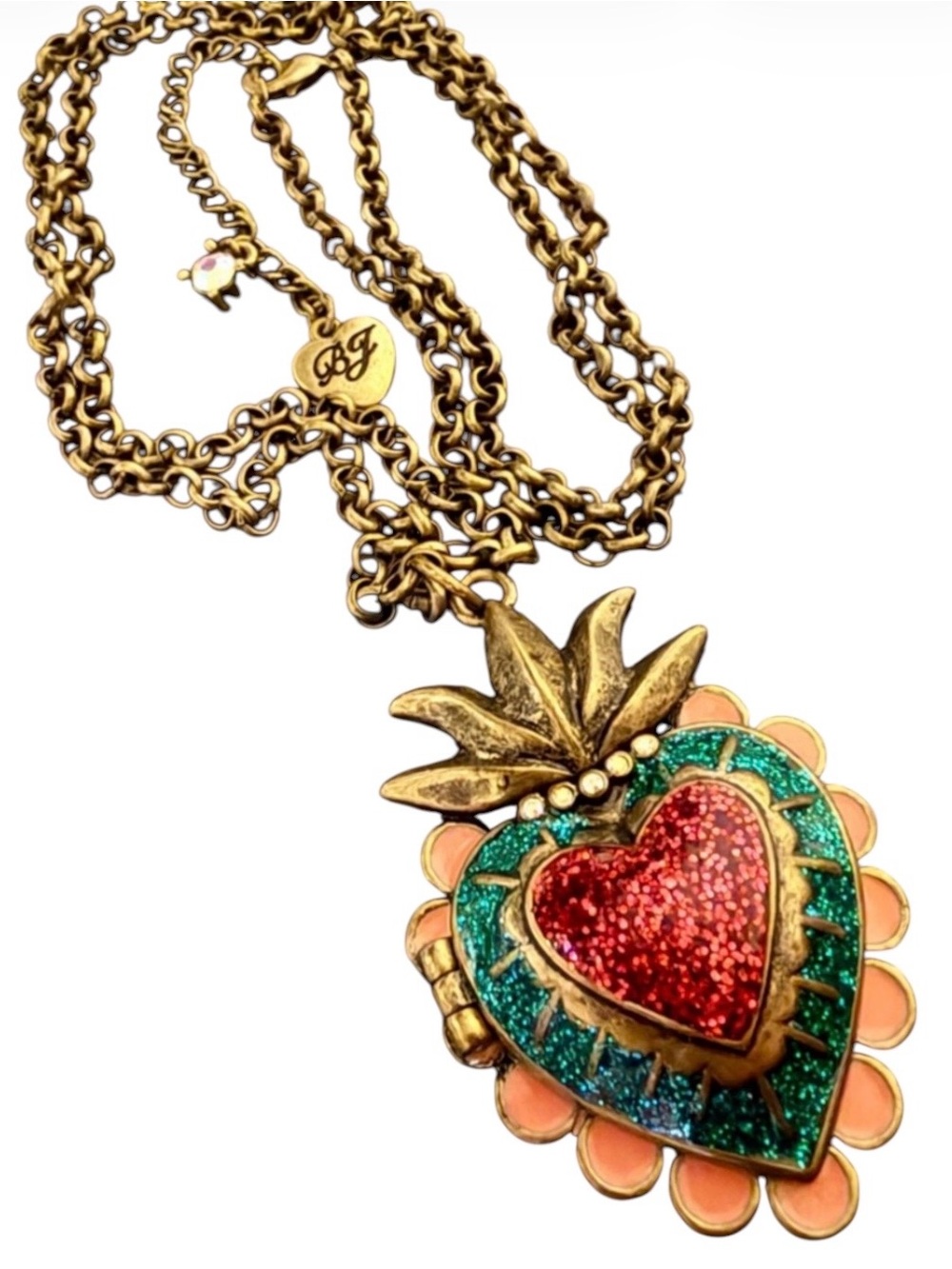 Upcycled Vintage Betsey Johnson Rare Tin Heart Locket Necklace